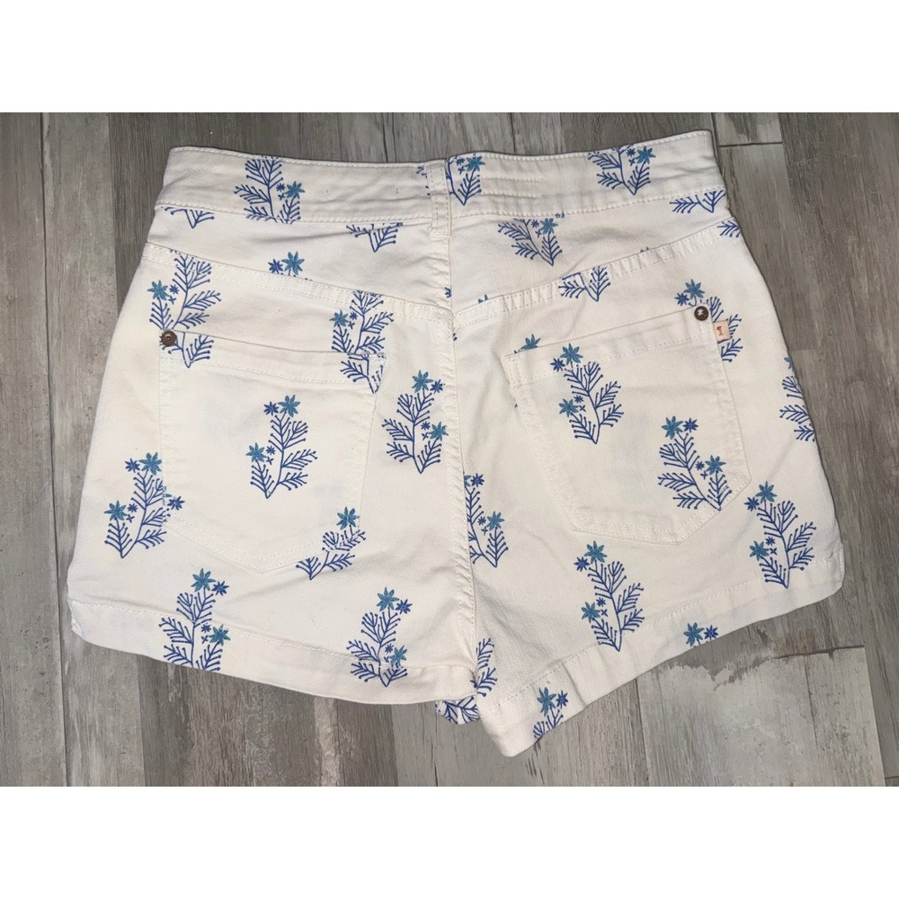 Pilcro Denim Shorts Womens White Blue Botanical Palm Print High Rise 29 - Picture 2 of 7